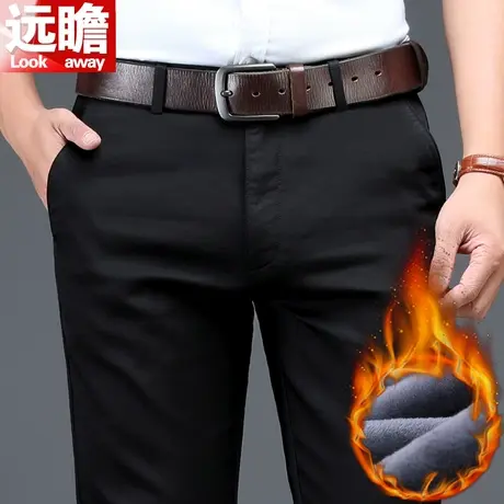 冬季加绒加厚休闲裤男士直筒宽松西裤秋冬款男裤爸爸商务中年裤子商品大图