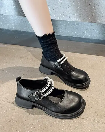 玛丽珍小皮鞋女夏季2023新款英伦风厚底粗跟日系百搭圆头复古单鞋商品大图