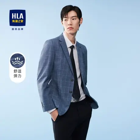 【奥莱】HLA/海澜之家2024商务大气西服格子西装单西外套男图片