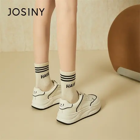 Josiny/卓诗尼板鞋女2024年新款春季增高复古平底学生通勤小白鞋商品大图