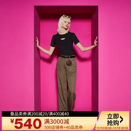 Juicy Couture橘滋2023新款潮酷立体错位结构皇冠印花短袖女T恤商品大图