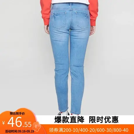 【断码XS】艾格春秋女士牛仔裤青春宽松高腰直筒显瘦腰裤子 W788商品大图