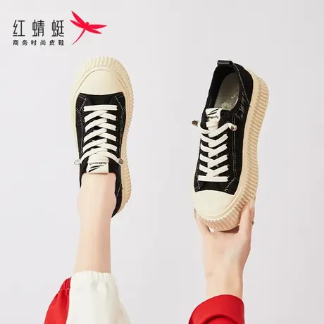 红蜻蜓女鞋厚底饼干鞋2023年新款春夏季百搭薄款休闲网面透气网鞋图片