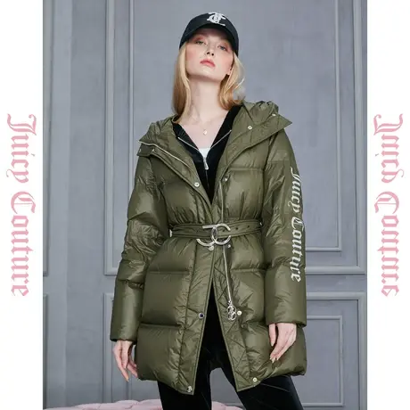 Juicy Couture橘滋2023款抹茶清仓正品印花连帽女品牌羽绒服反季商品大图
