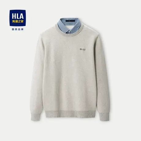 HLA/海澜之家双领加厚针织衫23秋冬新修身套头假两件棉包芯毛衫男图片