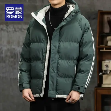 罗蒙连帽棉服外套男冬季加厚保暖棉衣男潮牌面包服中青年保暖棉袄商品大图