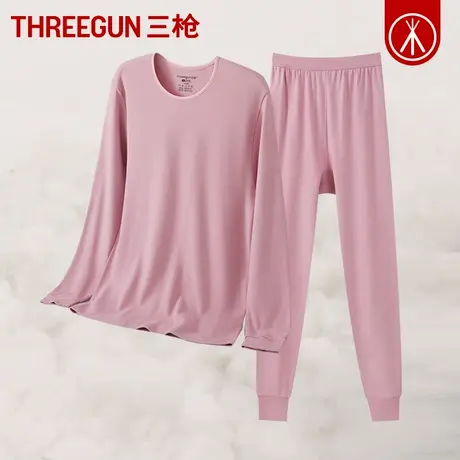 三枪保暖套装男纯棉秋衣秋裤女圆领100%棉保暖内衣情侣棉毛衫裤商品大图