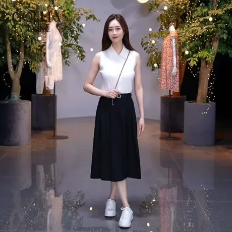 歌莉娅白背心女2024秋季新款设计感针织衬衫领无袖上衣1C8L5B580图片