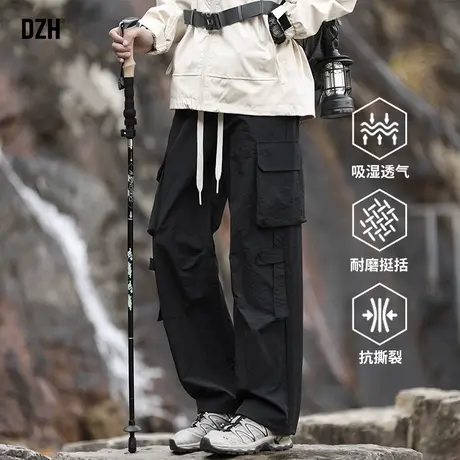 男士黑色工装裤子男夏季直筒宽松2025新款美式机能冲锋裤休闲长裤商品大图