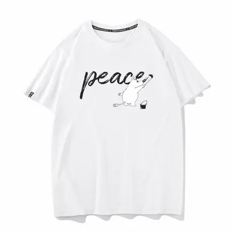秀洛peace画笔和平反战夏季休闲透气纯棉短袖T恤男女打底衣服半袖商品大图