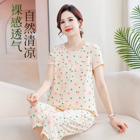年轻妈妈夏装2024新款中老年人女装短袖夏季薄款套装大码洋气衣服图片