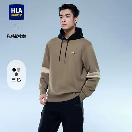 HLA/海澜之家轻商务航天系列卫衣25春夏新圆领撞色镶拼时尚上衣男图片