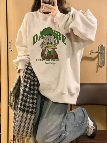 胖mm大码宽松显瘦薄款卫衣春秋季2023新款女装ins潮洋气减龄上衣商品大图