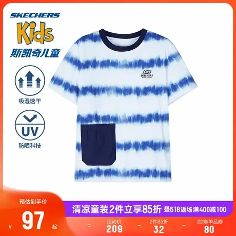 Skechers斯凯奇童装男童针织短袖T恤衫儿童夏季户外运动休闲上衣商品大图