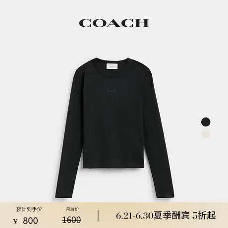 COACH/蔻驰女士COACH刺绣罗纹长袖衬衫上衣图片
