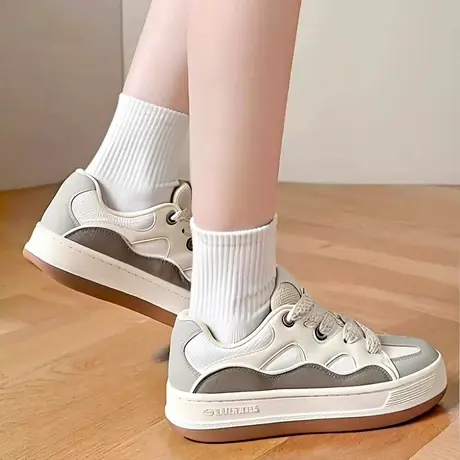 Skechers斯凯奇面包鞋2025年春秋新款女休闲小白鞋板鞋厚底增高鞋商品大图