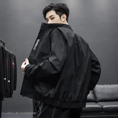 外套男春秋季潮流2023新款立领夹克休闲百搭宽松韩版潮牌帅气上衣商品大图