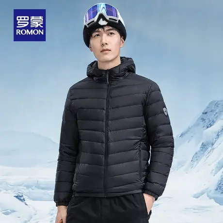 罗蒙男士短款连帽羽绒服2025秋季新款时尚轻薄秋羽绒休闲保暖外套商品大图