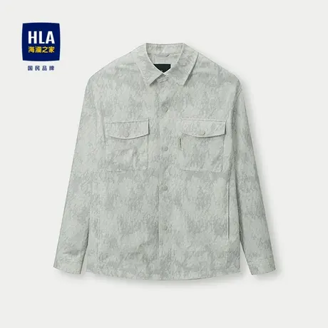 HLA/海澜之家口袋翻领时尚夹克2025秋季新款花纹按扣休闲外套男图片