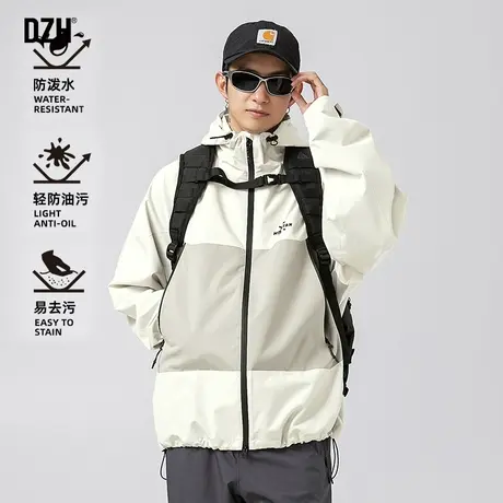 男士日系机能冲锋衣男春秋高级感2023新款工装连帽夹克外套登山服商品大图