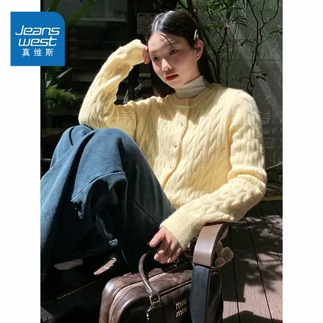 NOE真维斯针织开衫外套薄款女款秋冬季新款青少年休闲短款上衣商品大图
