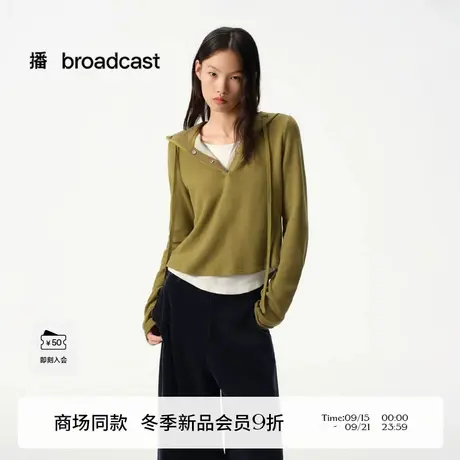 播商场同款修身百搭连帽套头卫衣女25秋冬新款松弛卫衣BDS4VD3012图片