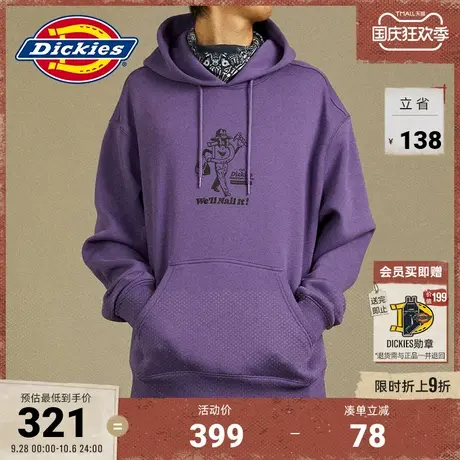 Dickies23秋冬新款工装风男女情侣休闲连帽印花加绒美式卫衣图片