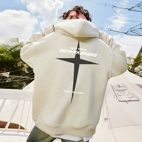 Nuthink美式宽松潮流卫衣潮牌外套男冬季款2023新款国潮大码帽衫商品大图