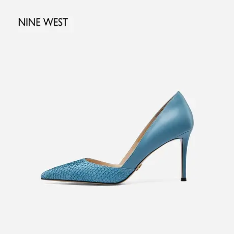 Nine West/玖熙高跟鞋女细跟春夏新款尖头鱼皮革优雅宴会气质女鞋商品大图
