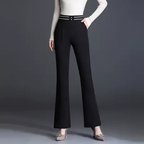 垂感喇叭裤女春秋高腰显瘦阔腿裤大码休闲妈妈裤小个子九分微喇裤商品大图