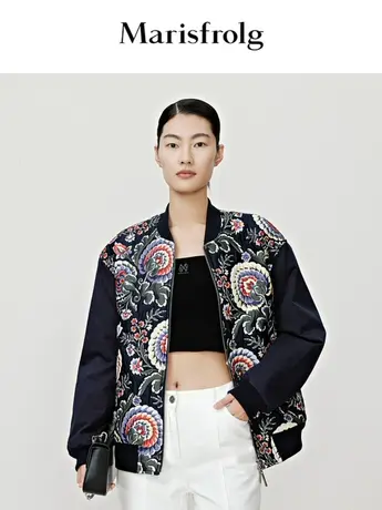 【言选好物】玛丝菲尔短外套秋季新款艺术感立体提花时尚棒球服商品大图