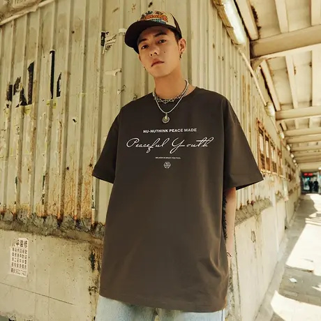Nuthink美式街头嘻哈短袖宽松美潮字母t恤男潮牌潮流夏季大码半袖商品大图
