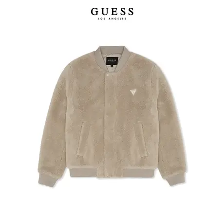 【38上新季】GUESS 男复古百搭仿羊羔绒美拉德夹克外套棒球服商品大图