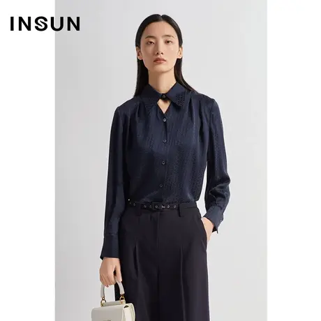 INSUN恩裳秋季纯色提花衬衫图片