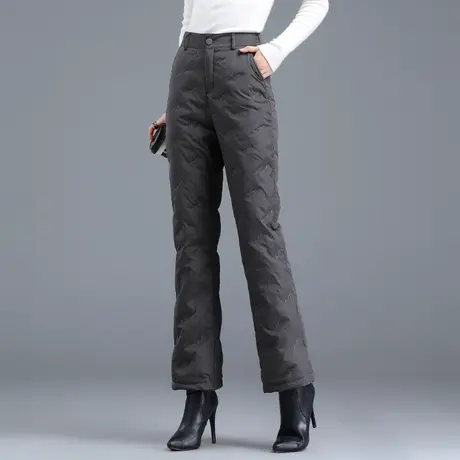 高级灰羽绒裤女2023冬新款微喇裤白鸭绒加厚外穿休闲保暖裤小个子图片