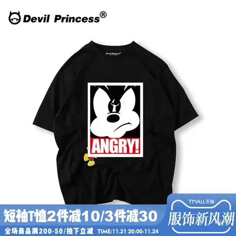 欧美原宿潮牌个性卡通t恤情侣短袖学生韩版宽松BF复古港味体恤女图片