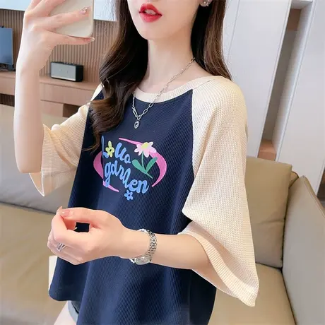 小众设计感短袖t恤女2023新款夏季韩版宽松撞色小个子半袖上衣服图片