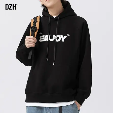 男士黑色重磅卫衣男春秋季连帽宽松男装2023新款长袖上衣美式潮牌商品大图