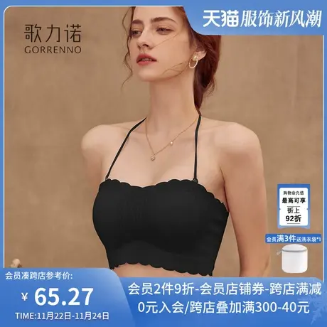 挂脖文胸小胸吊带聚拢裹胸无肩带夏季打底胸垫美背心抹胸式内衣女商品大图