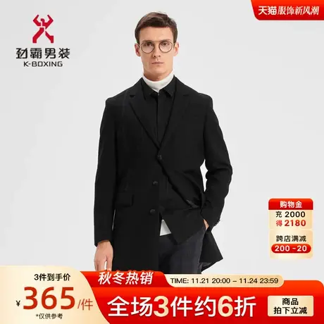 【羊毛】劲霸男装男士呢子外套西装领商务长款毛呢大衣|BFWD3601图片