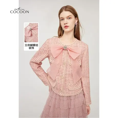 【秋上新】missCOCOON复古格纹小香风短外套女装2023秋季新款上衣商品大图