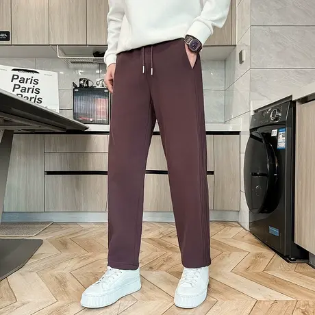 加绒休闲裤男冬季2023新款潮牌纯色加厚冬款男裤宽松直筒百搭卫裤商品大图