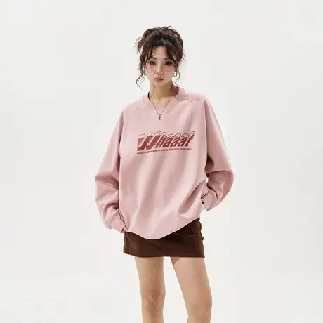 YEP圆领复古字母卫衣女2025年春季新款复古潮牌oversize无帽上衣图片