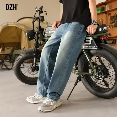 青少年阔腿裤美式复古牛仔裤男生裤子男款2024年春季男裤休闲长裤商品大图