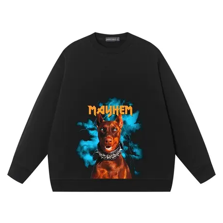 秀洛杜宾犬美式潮流vintage休闲套头上衣宽松运动无帽纯棉衣服商品大图