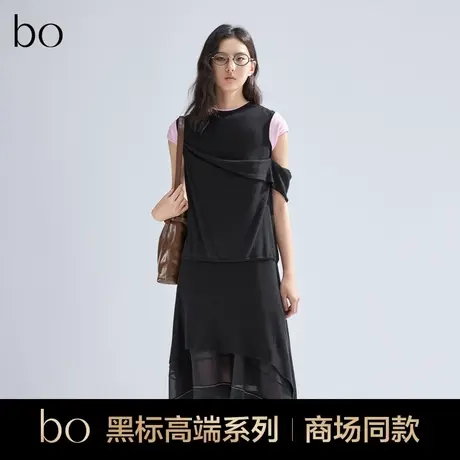 播黑标高端系列商场同款2024新款不规则假两件连衣裙BDR1LD2157图片