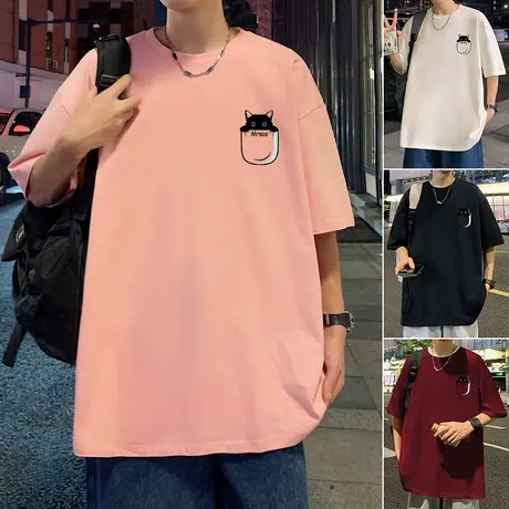夏季纯棉重磅短袖T恤男ins潮牌情侣宽松上衣半袖男生oversize体恤商品大图