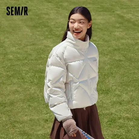 【所有女生的衣橱直播间】森马羽绒服短款菱格宽松冬立领上衣图片
