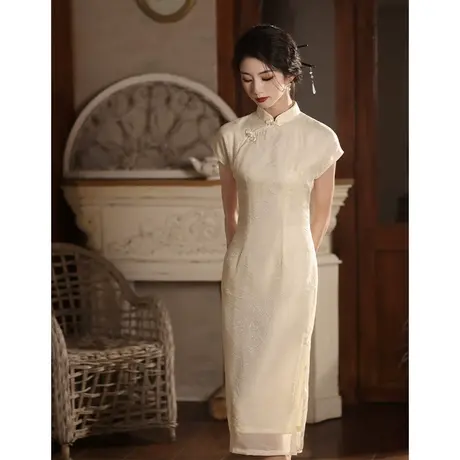 白色领证小白裙旗袍夏季新款2024订婚礼服日常新中式年轻款高级感商品大图
