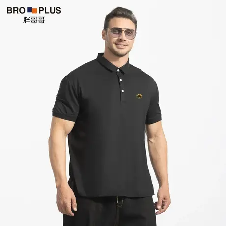 胖哥哥中年商务大码短袖T恤男士polo衫宽松加肥加大翻领胖子T恤夏图片